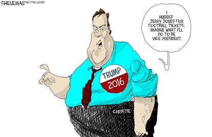 Political cartoon U.S. Christie Trump 2016
