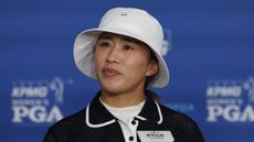 Amy Yang looks on during her post-round press conference at the 2024 KPMG Women's PGA Championship
