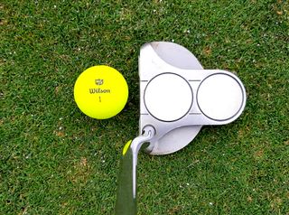 Wilson Duo Optix golf ball - putter at address