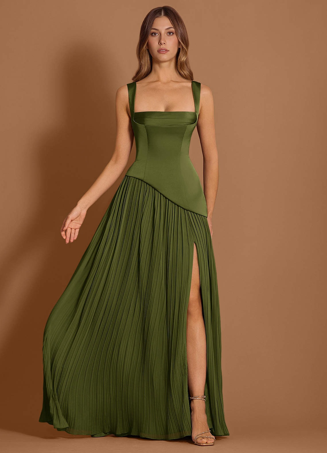 azazie, Stephanie Olive Maxi Dress