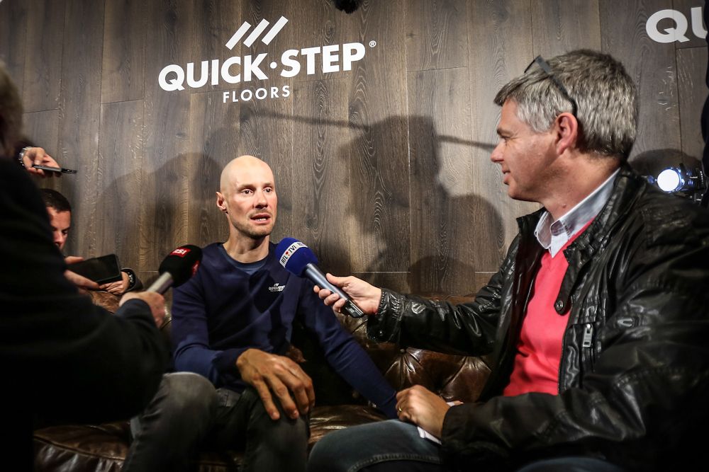 Tom Boonen answers media questions in his pre-Paris-Roubaix press conference