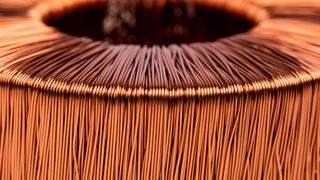 Macro of electrical copper coil transformer.