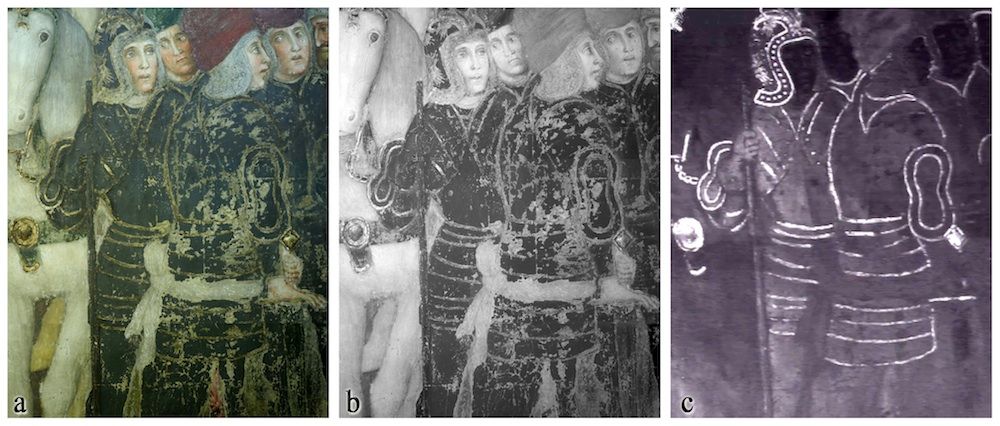 Comparisons of imaging techniques on Theodelinda fresco