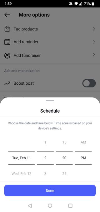 Instagram schedule button