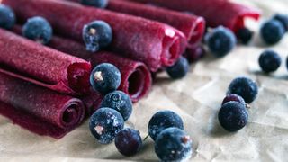 Fruit leather and bluberries