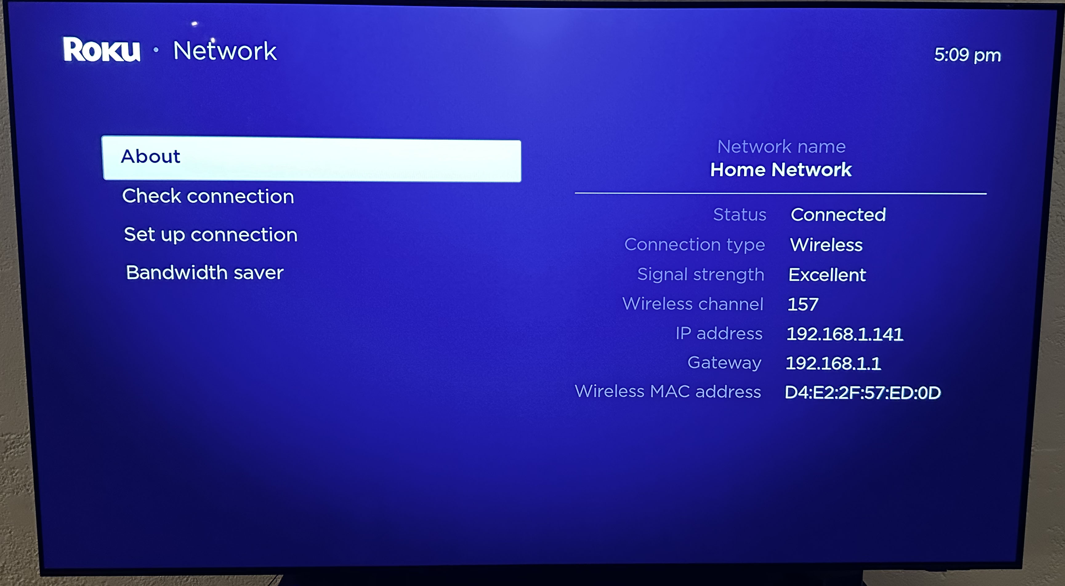 Una captura de pantalla que muestra los menús secretos de Roku.