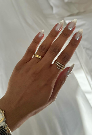 A pearl manicure by Iram Shelton.