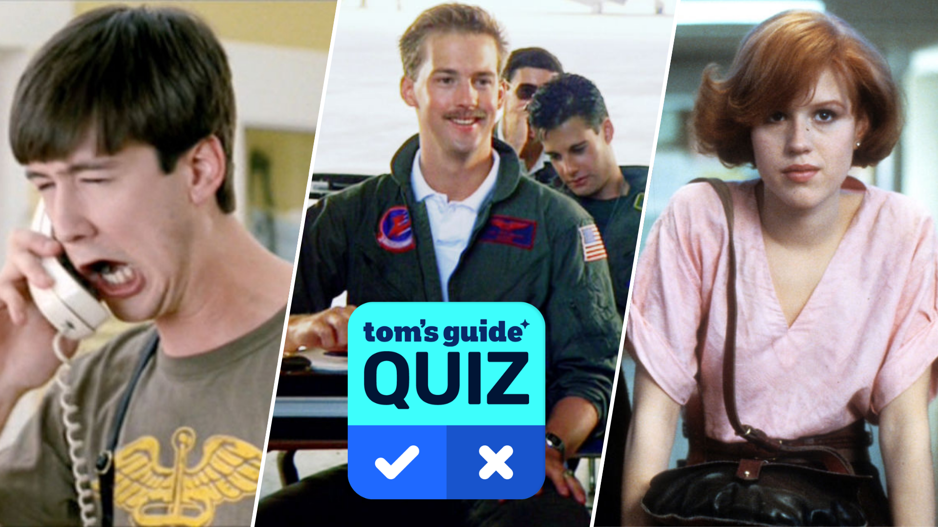A composite image shows 3 characters from different 1980s movies, with the 'Tom's Guide quiz' graphic overlaid
