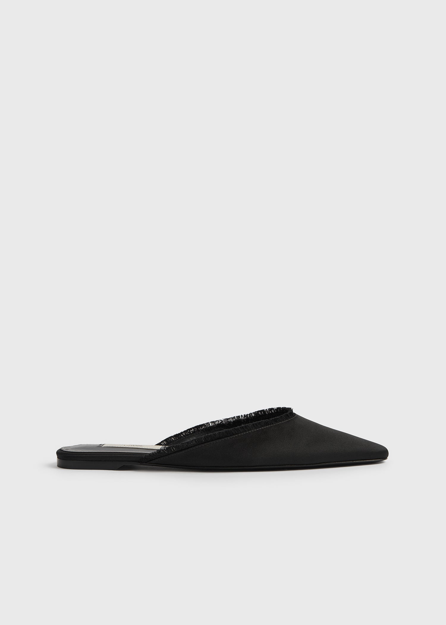 Frayed Satin Lounge Slippers Black