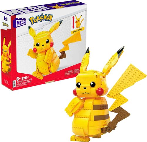 Mega Pok&eacute;mon Action Figure, Jumbo Pikachu Pokemon, Building Toys for Kids and Adults, Collectible Character Model With 825 Pieces, 32 Cm Tall, Toy for Ages 8 and Up, Fvk81