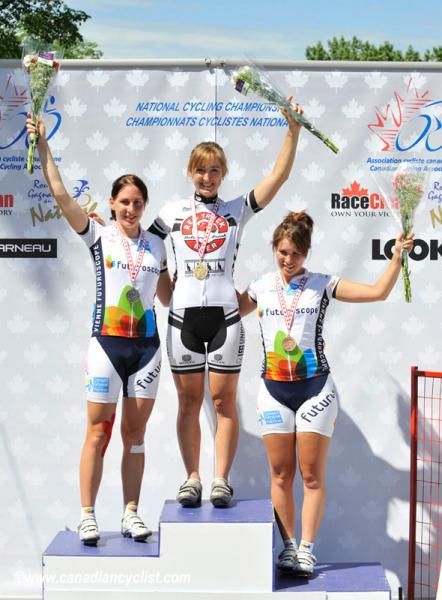 The U23 women's podium (l-r): Julie Beveridge, Leah Kirchmann and Karol-Ann Canuel.