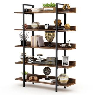 wood and iron bookcase 