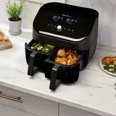 Image of Instant Dual Zone air fryer on the countertop of a kitchen on a countertop 