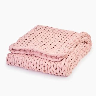 Pink knit weighted blanket
