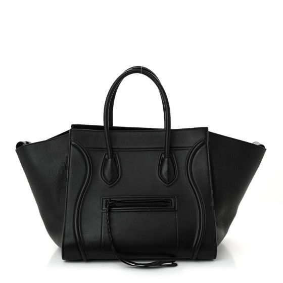 Celine Grained Calfskin Medium Phantom Luggage Black