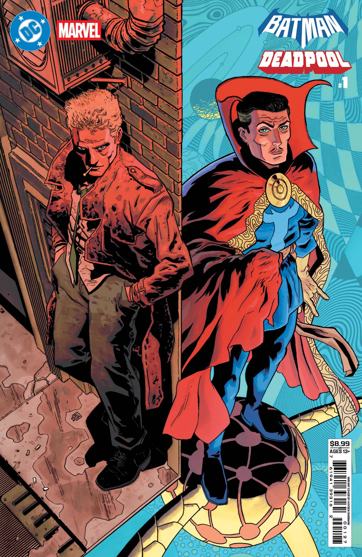 John Constantine and Doctor Strange standing side by side as their realities merge