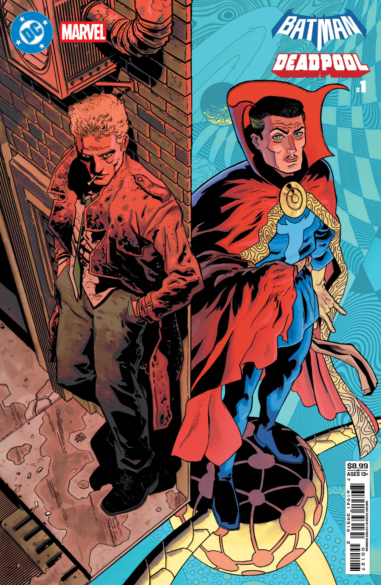 John Constantine and Doctor Strange standing side by side as their realities merge
