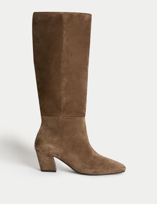 Suede Chisel Toe Knee High Boots