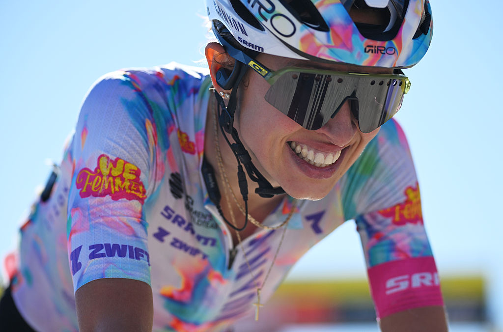 MONT VENTOUX, FRANCE - AUGUST 07: Katarzyna Niewiadoma-Phinney of Poland and Team Canyon//SRAM Racing zondacryptocelebrates at finish line as stage winner during the 5th Tour de France Femmes 2026, Stage 7 a 146.8km stage from La Voulte-sur-Rhone to Mont Ventoux 1901m / #UCIWWT / on August 07, 2026 in Mont Ventoux, France. (Photo by Tim de Waele/Getty Images)