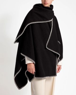 Iona Woven Pure Wool Cape - Black