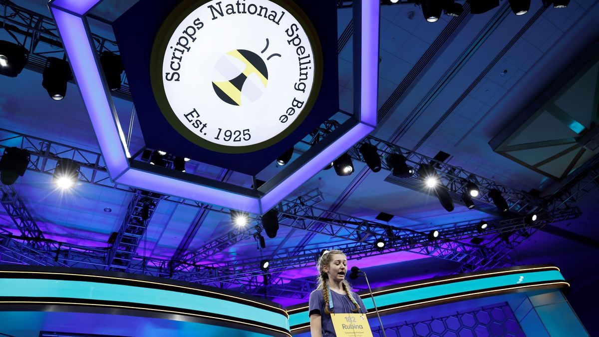 Rubina Wiedemer, 14, of Portland, Oregon, at the 2024 Scripps National Spelling Bee