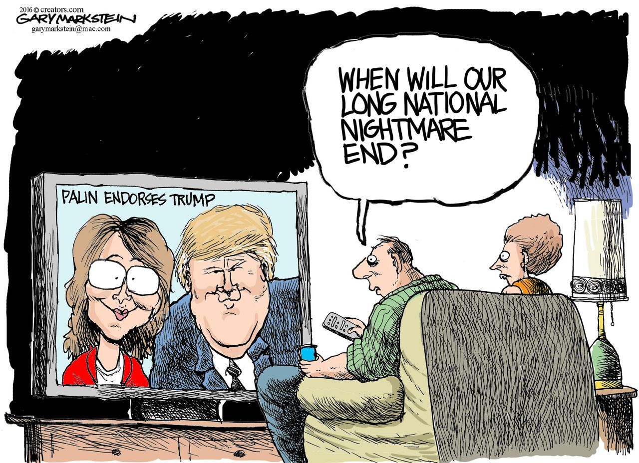 Political cartoon U.S. Trump Palin