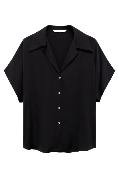 MANGO, Short-Sleeved Satin Shirt