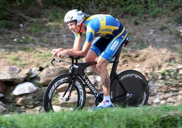 Gustav Larsson (Sweden) rides towards a World Championship silver medal.