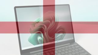England flag over Microsoft Surface Laptop Go 3