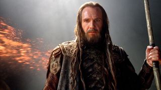 Hades (Ralph Fiennes) holding a staff in a scene from "Wrath of the Titans"