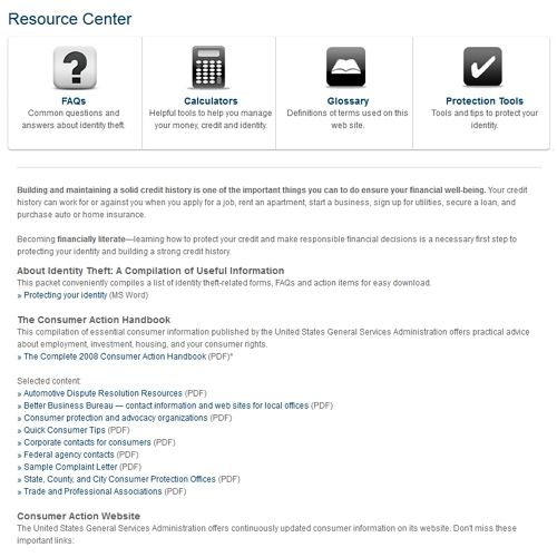 SmarterPrivacy image: Once a member, you can access the resource center with its FAQs, calculators, glossary and protection tools.