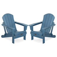 SERWALL Foldable Adirondack Chair Set of 2 Blue