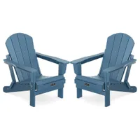 SERWALL Foldable Adirondack Chair Set of 2 Blue