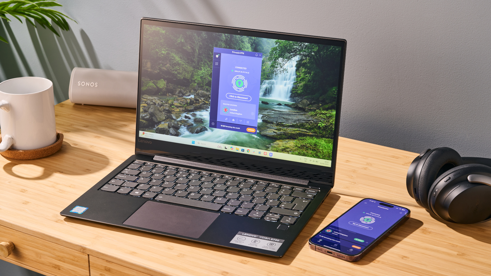 PrivadoVPN Free app on Windows laptop