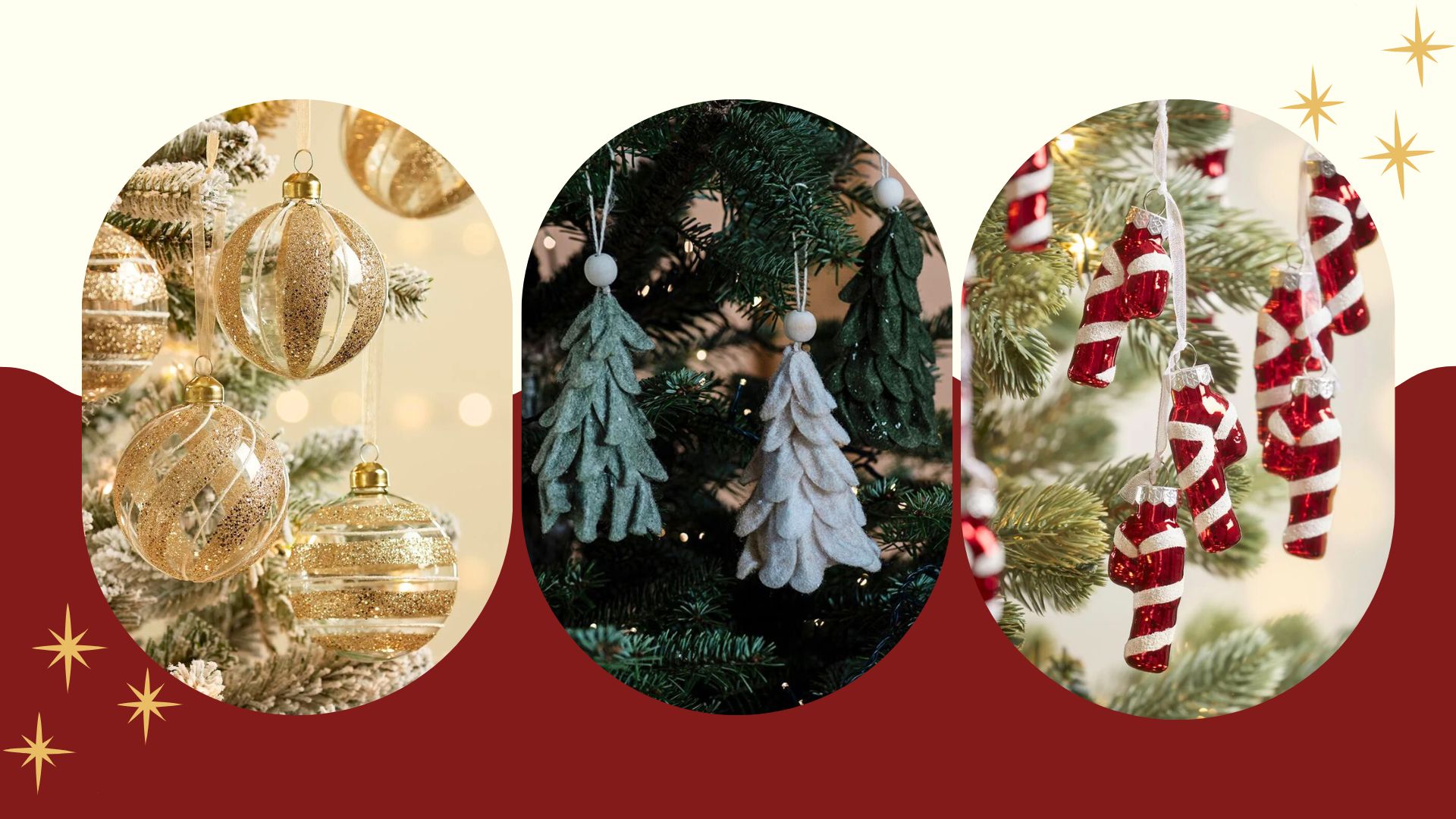 composite of three different types of christmas decorations