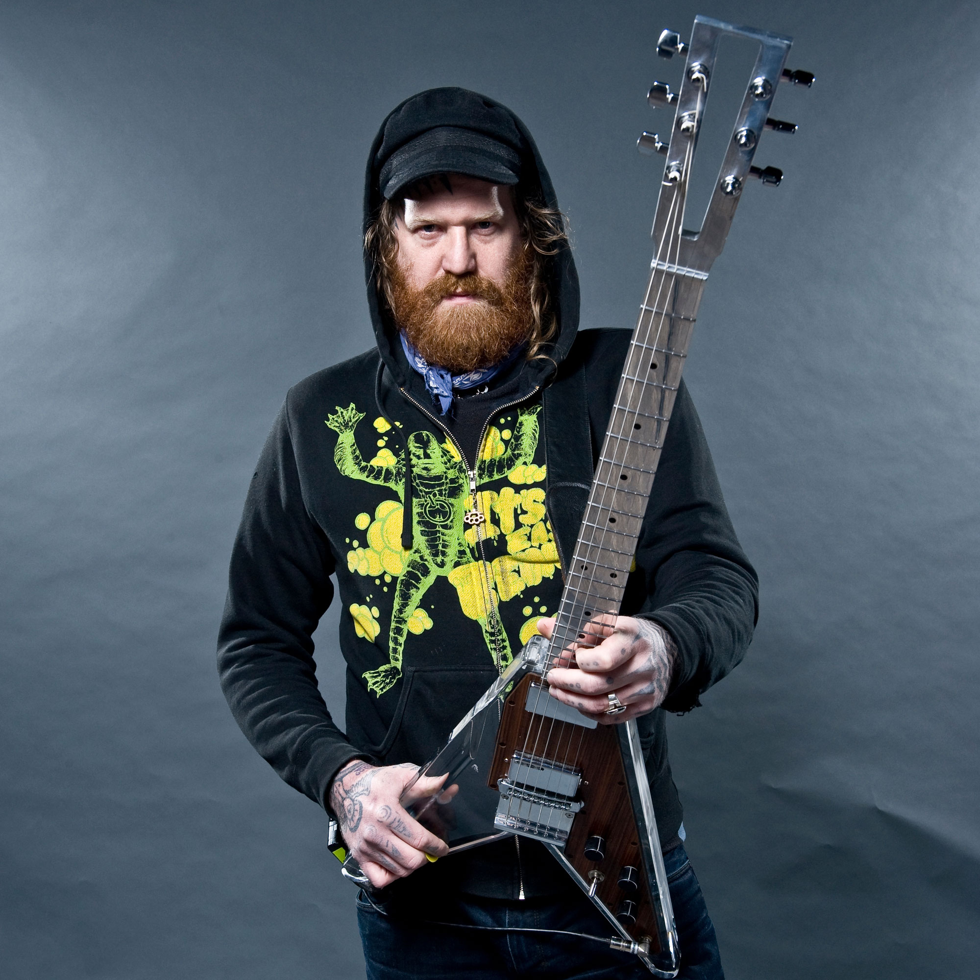 Brent Hinds of Mastodon backstage at the O2 Academy on February 5, 2012 in Bristol, England