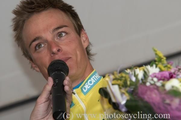 Gianni Meersman (FDJ) in yellow on the final day of the Circuit des Ardennes.