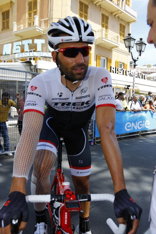 Marco Coledan (Trek) looking like a mummy after his crash yesterday