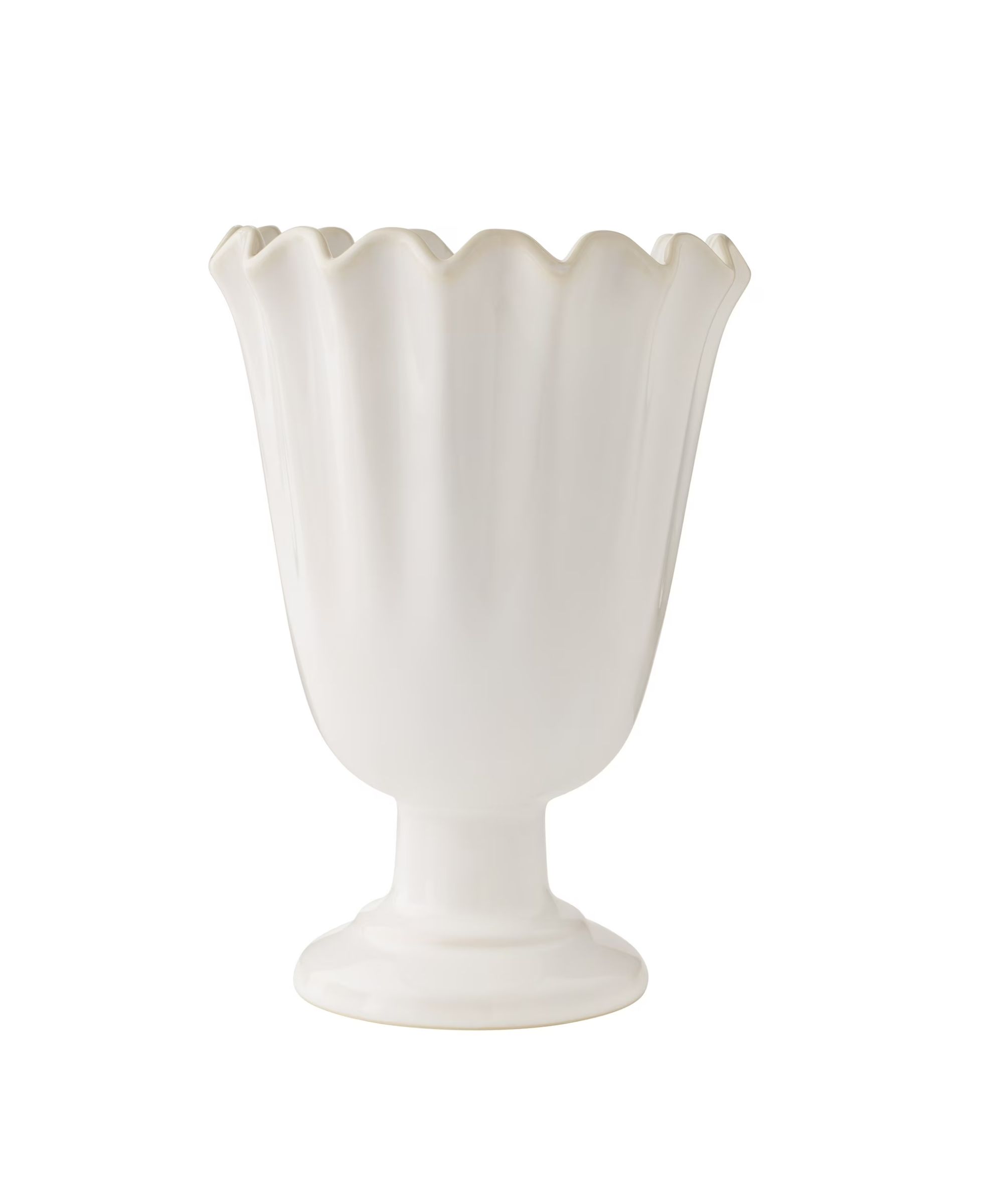 Cream Stoneware Scalloped Vase