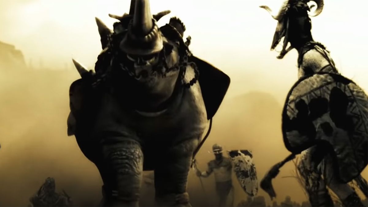 Rhino in Zack Snyder&#039;s 300 trailer.