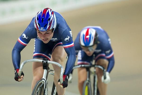 Sandie Clair and Clara Sanchez in the team sprint for France.