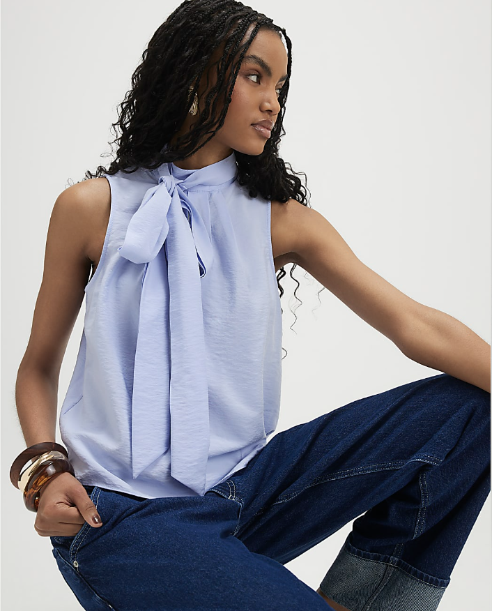 River Island, Sleeveless Pussybow Blouse