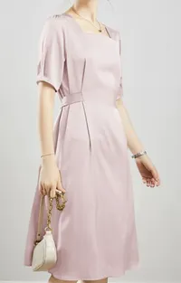 100% Mulberry Silk Women's Silk Dress Retro French Silk Dress Short Sleeves, $179 (£140) | SlipIntoSoft