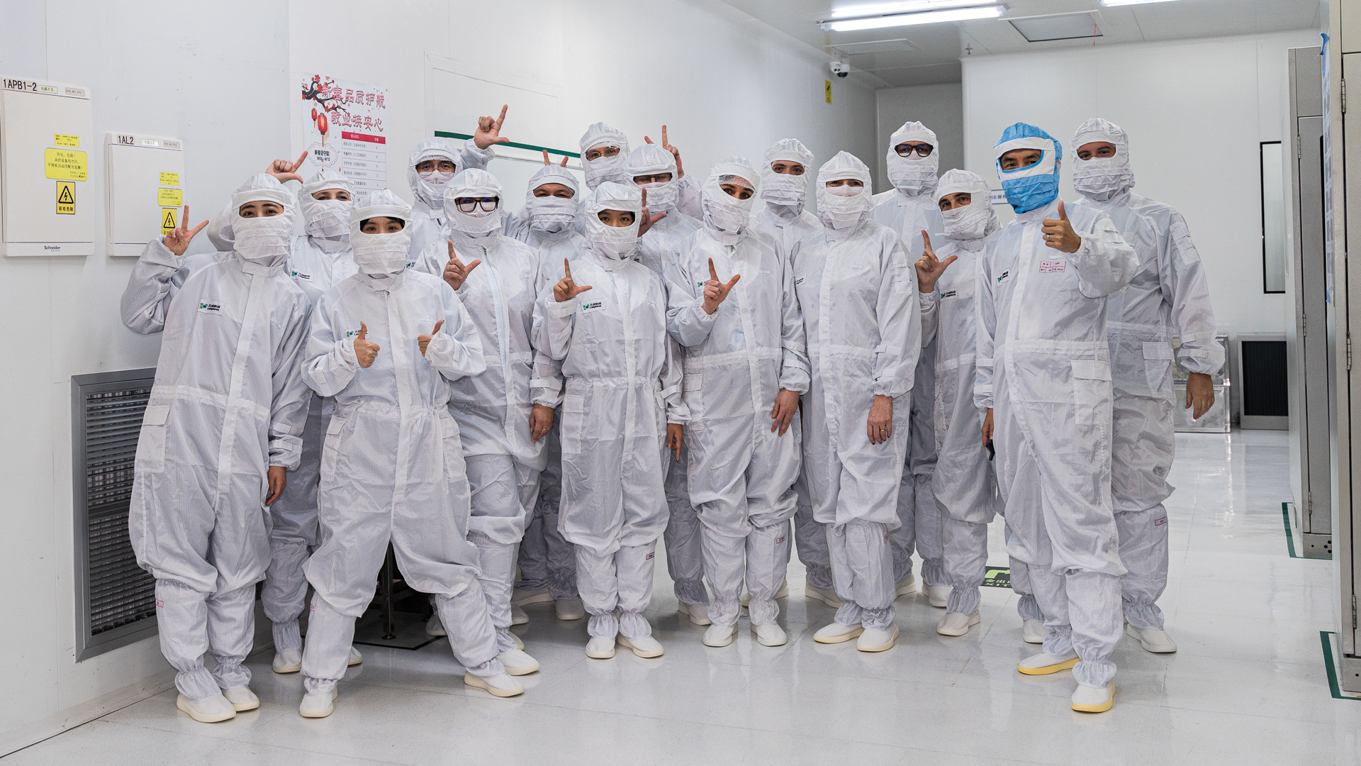 The tour group prior to entering the clean room