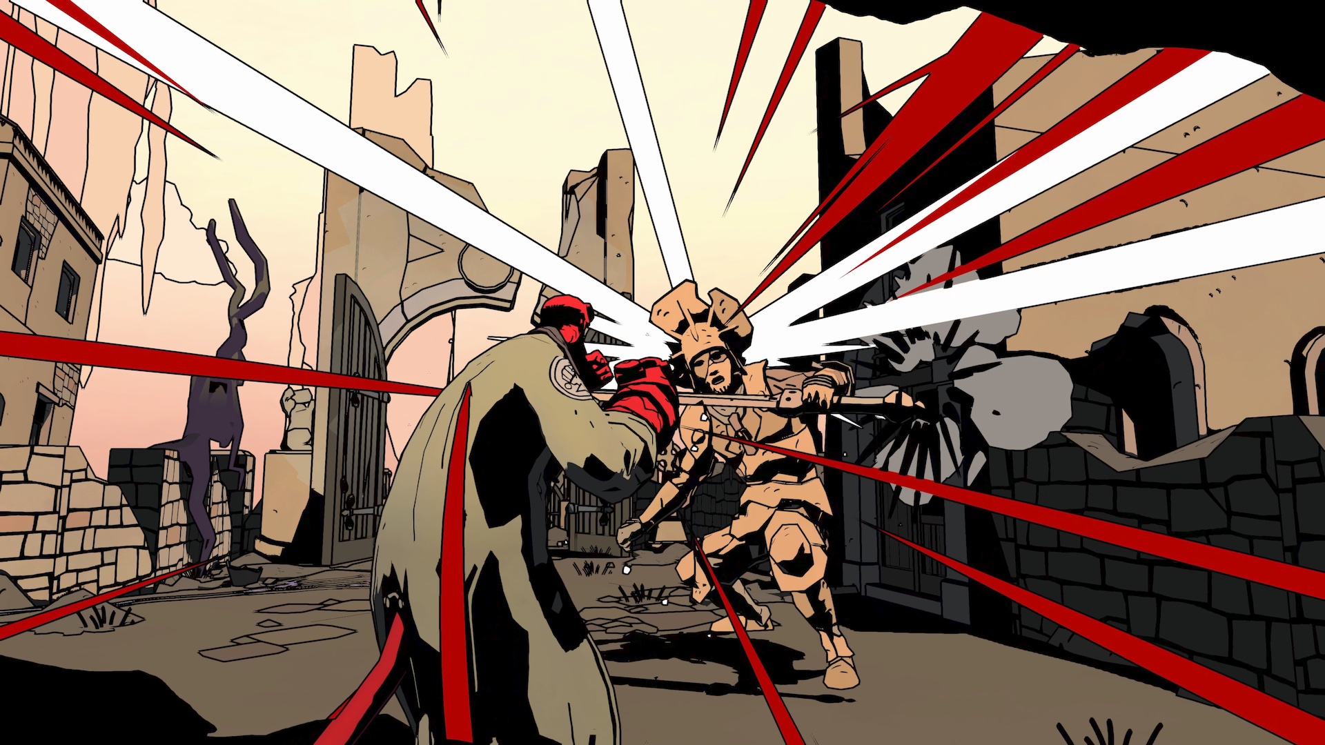 Hellboy Web of Wyrd screenshot showing Hellboy in combat