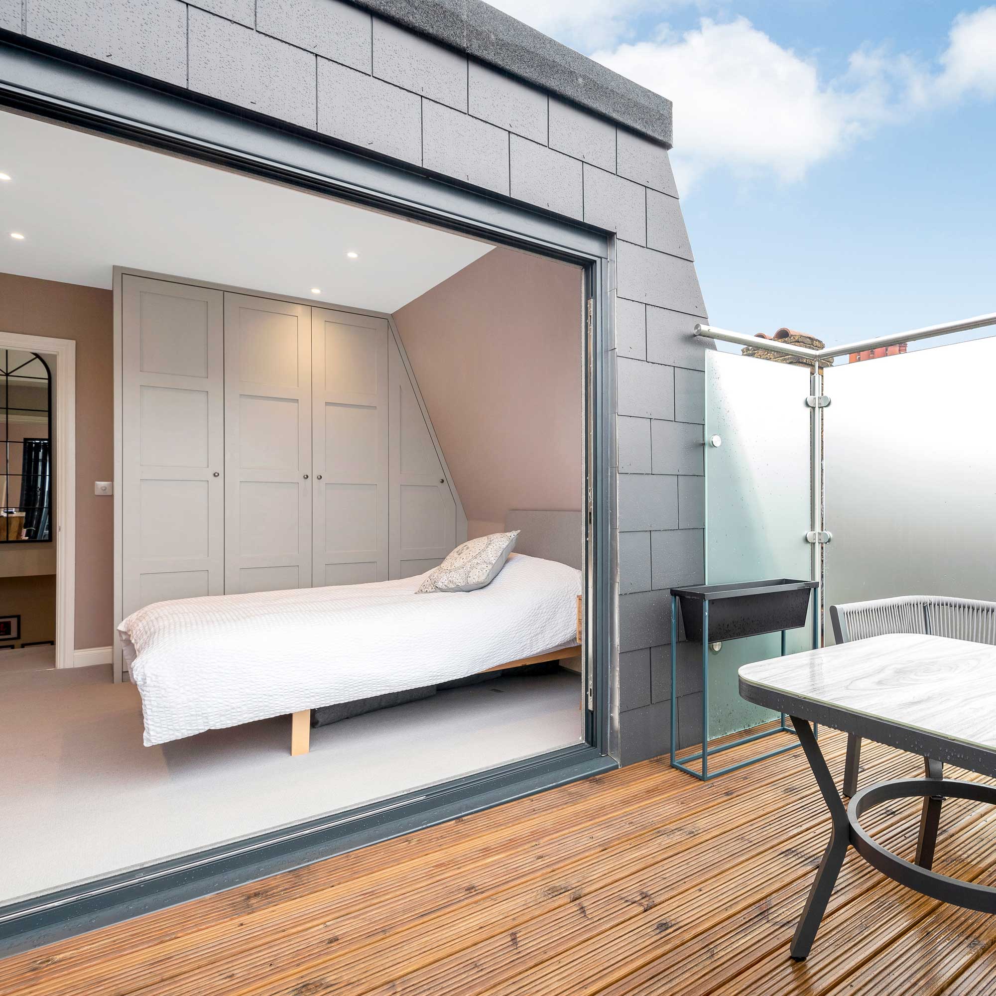 loft conversion bedroom with balcony