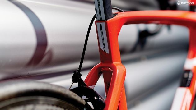The barrel adjusters are housed within the frame to keep the Cento10 as aero as possible