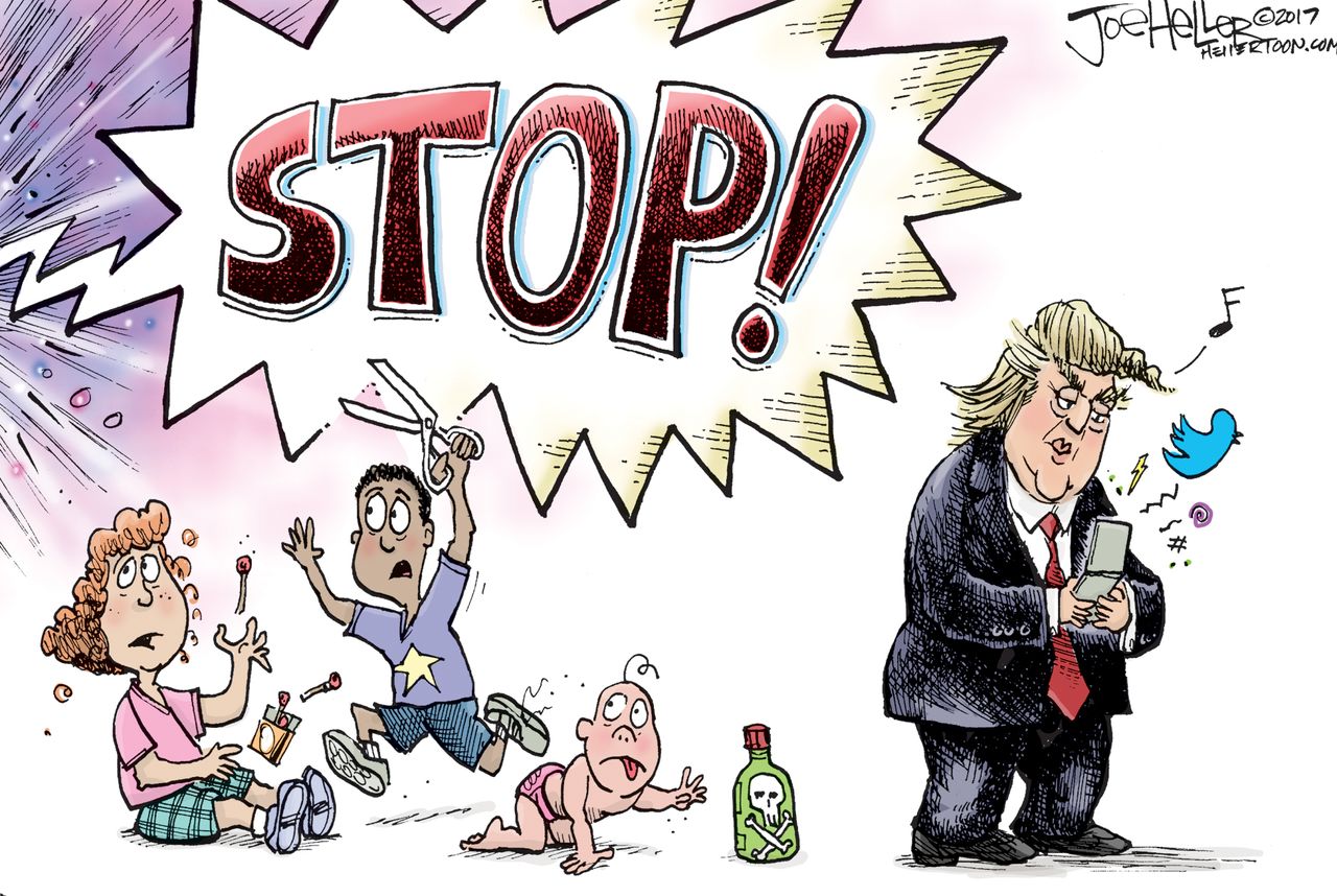 Political cartoon U.S. Trump tweets