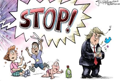 Political cartoon U.S. Trump tweets