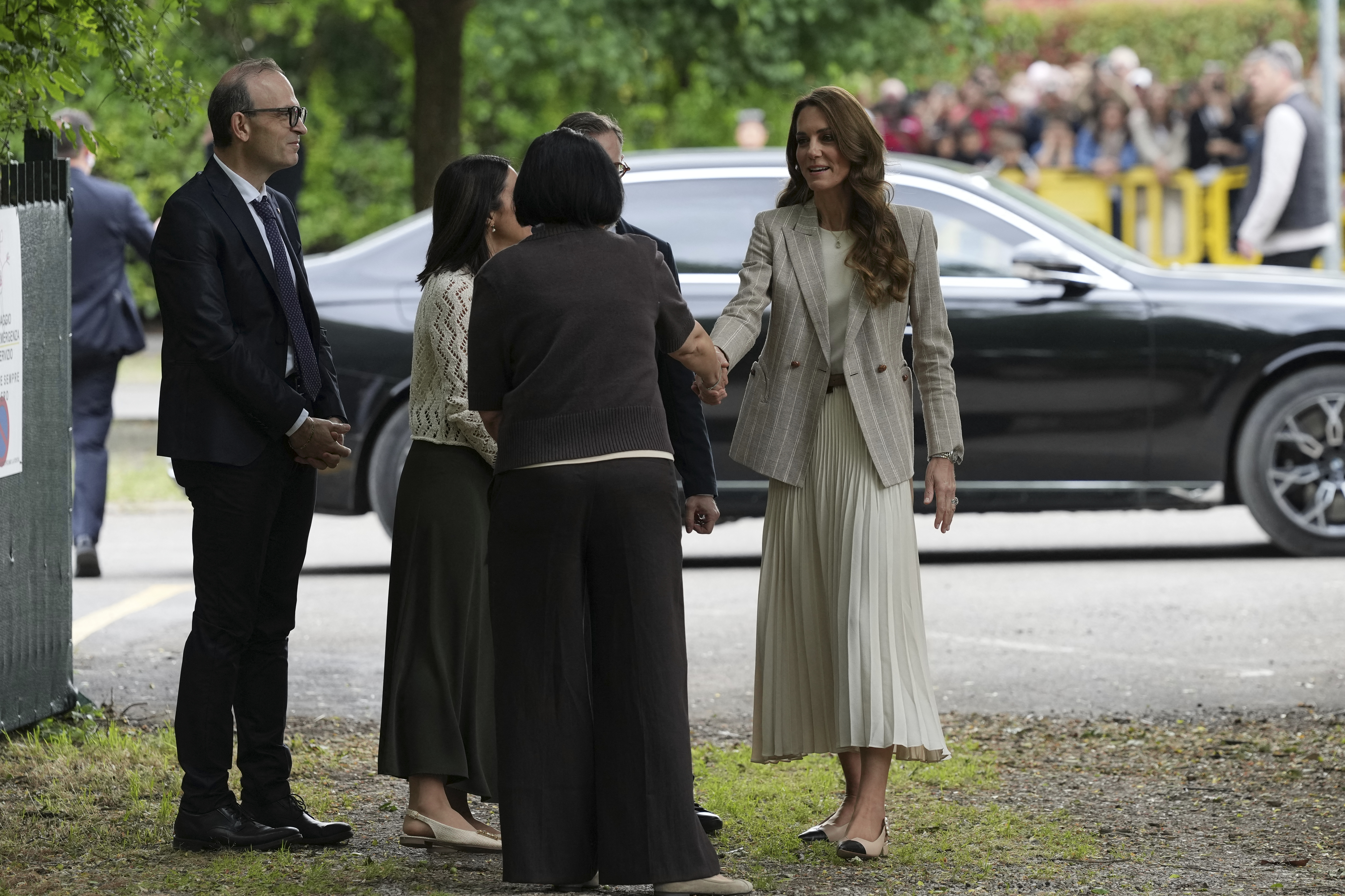 Princess of Wales, arrives at the Salvador Allende preschool to observe how nature-based learning is embedded within the Reggio Emilia approach, part of a two-day trip on May 14, 2026